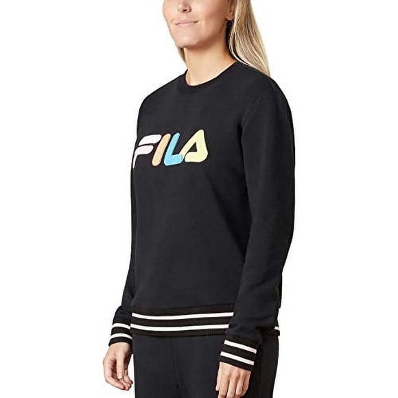 Fila Tops - Fila Womens Terry Crewneck Sweatshirt-Black Candy Pink- Size Large